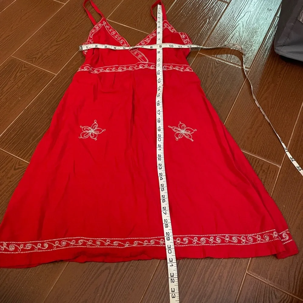 Unbranded red white embroidered slip dress elastic size small handmade Indonesia - Picture 5 of 14